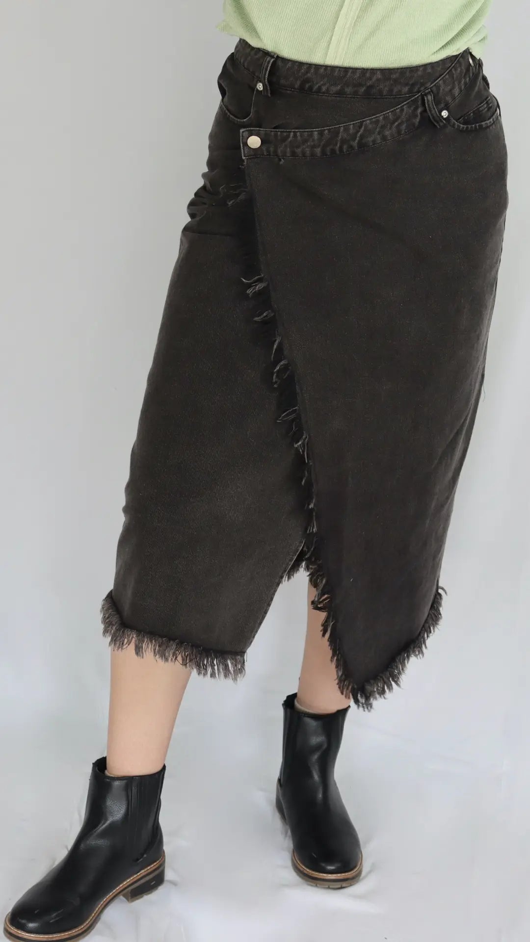 Washed Crossover Skirt - U Pretty Things