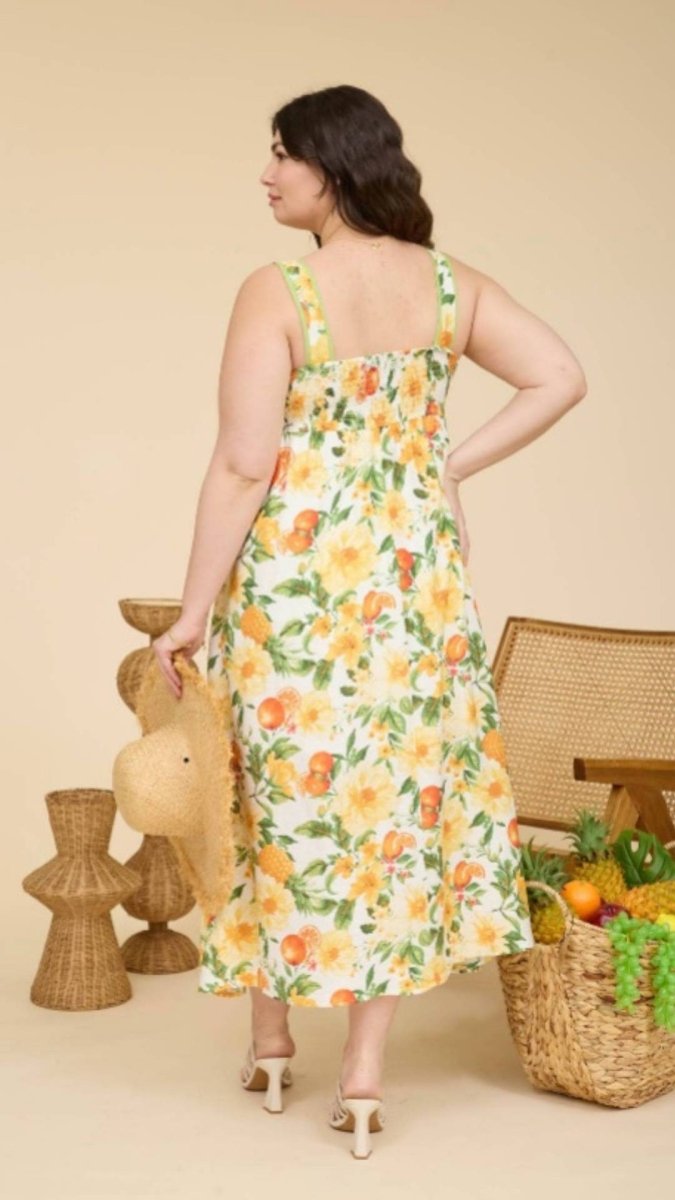 Plus - Sweet Citrus Midi Dress - U Pretty Things