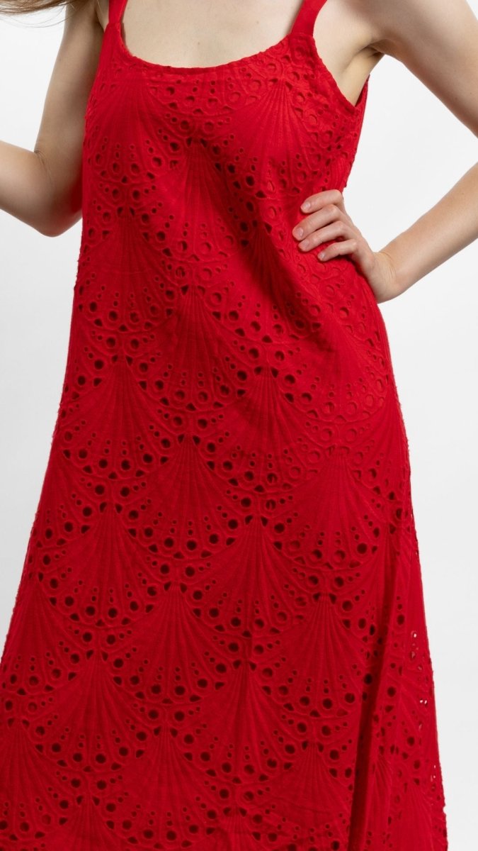Cherry Red Embroidered Maxi Dress - U Pretty Things