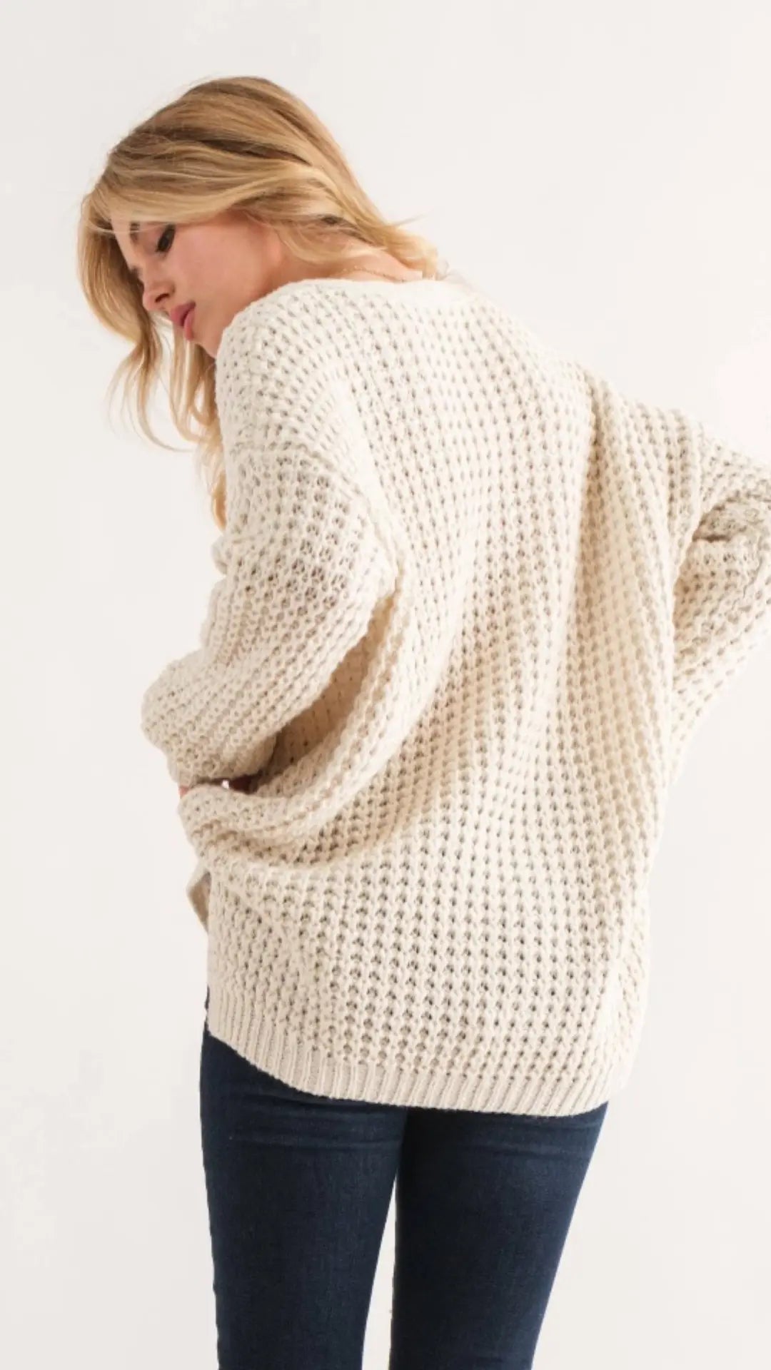 Plus Henley Waffle Textured Sweater - U Pretty Things