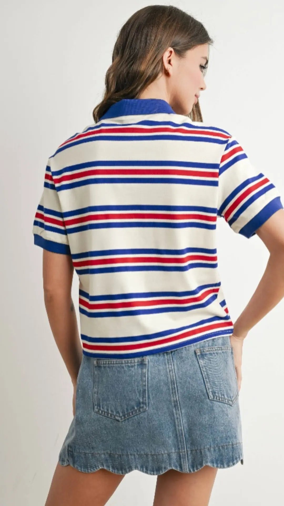 All - American Striped Polo Tee - U Pretty Things