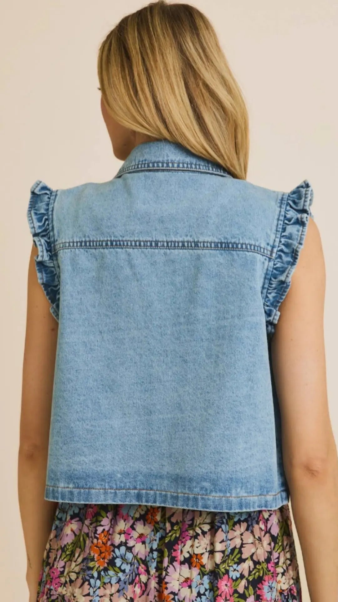 Frill Factor Denim Vest - U Pretty Things
