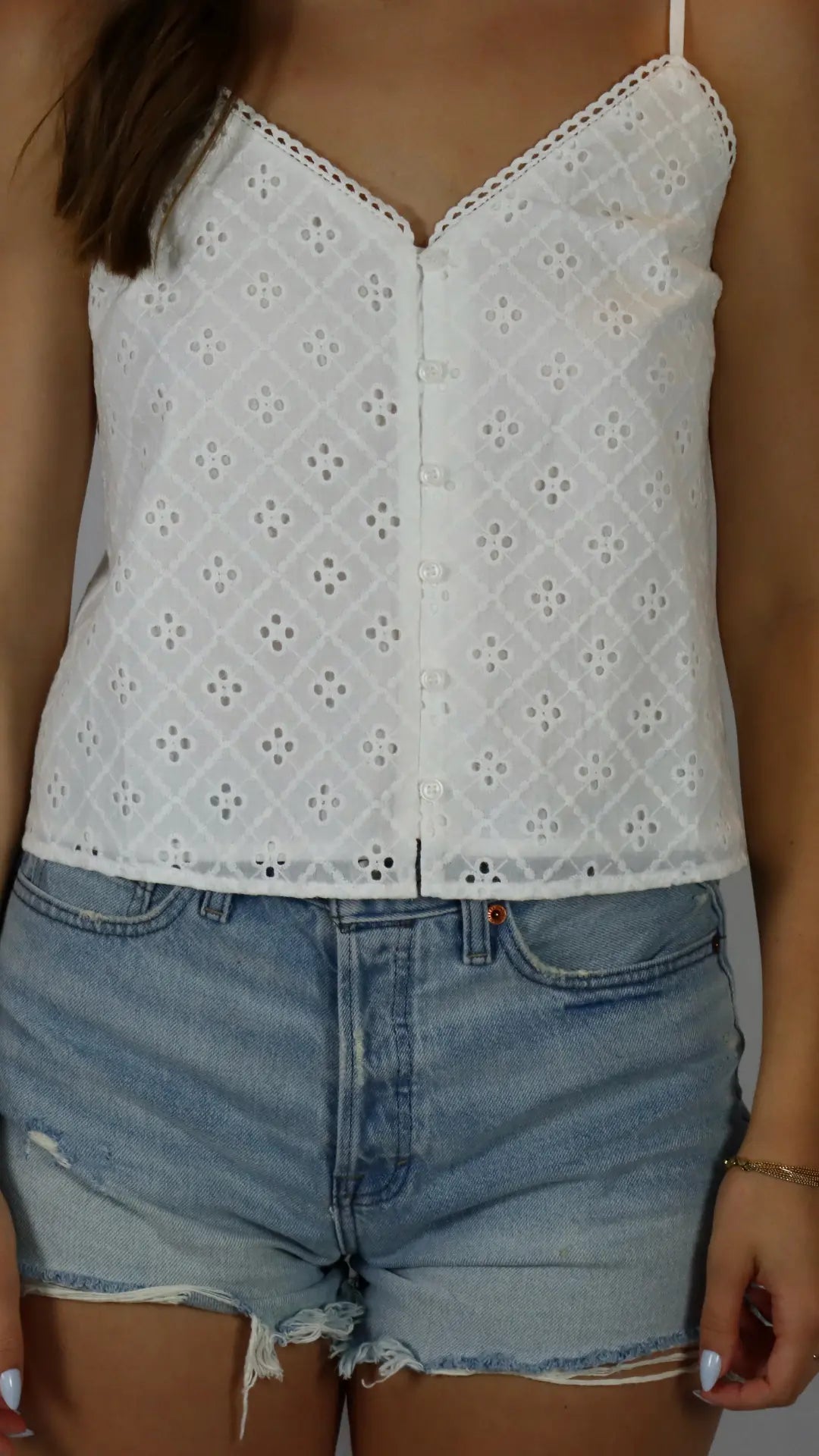 The Sugar Eyelet Cami Mustard Seed