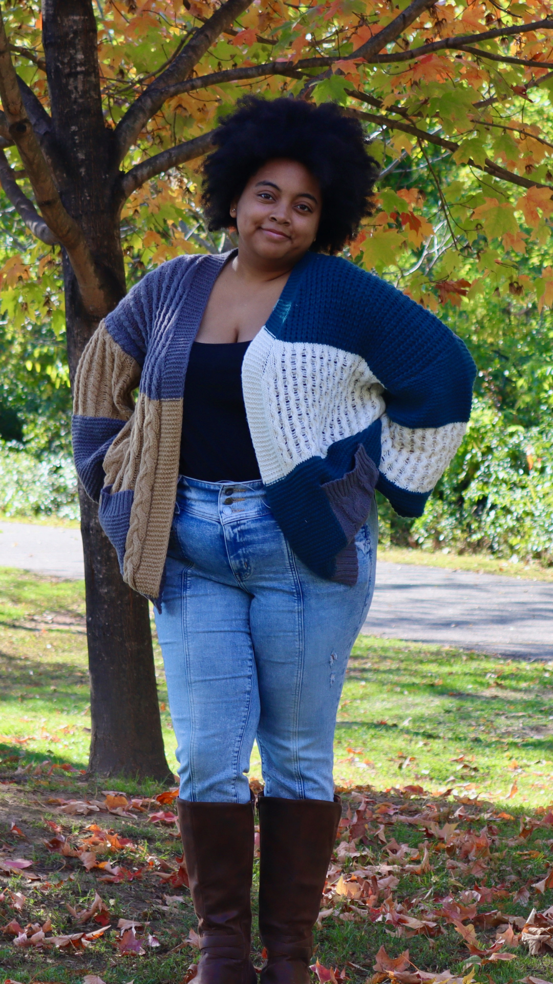 Plus -Autumn Blocks Cardigan