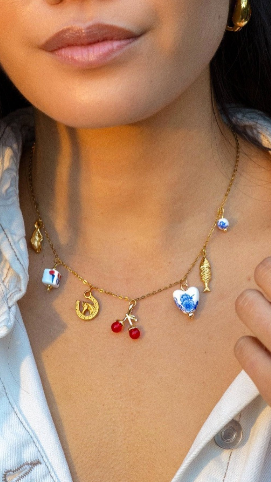 summer gold charm necklace