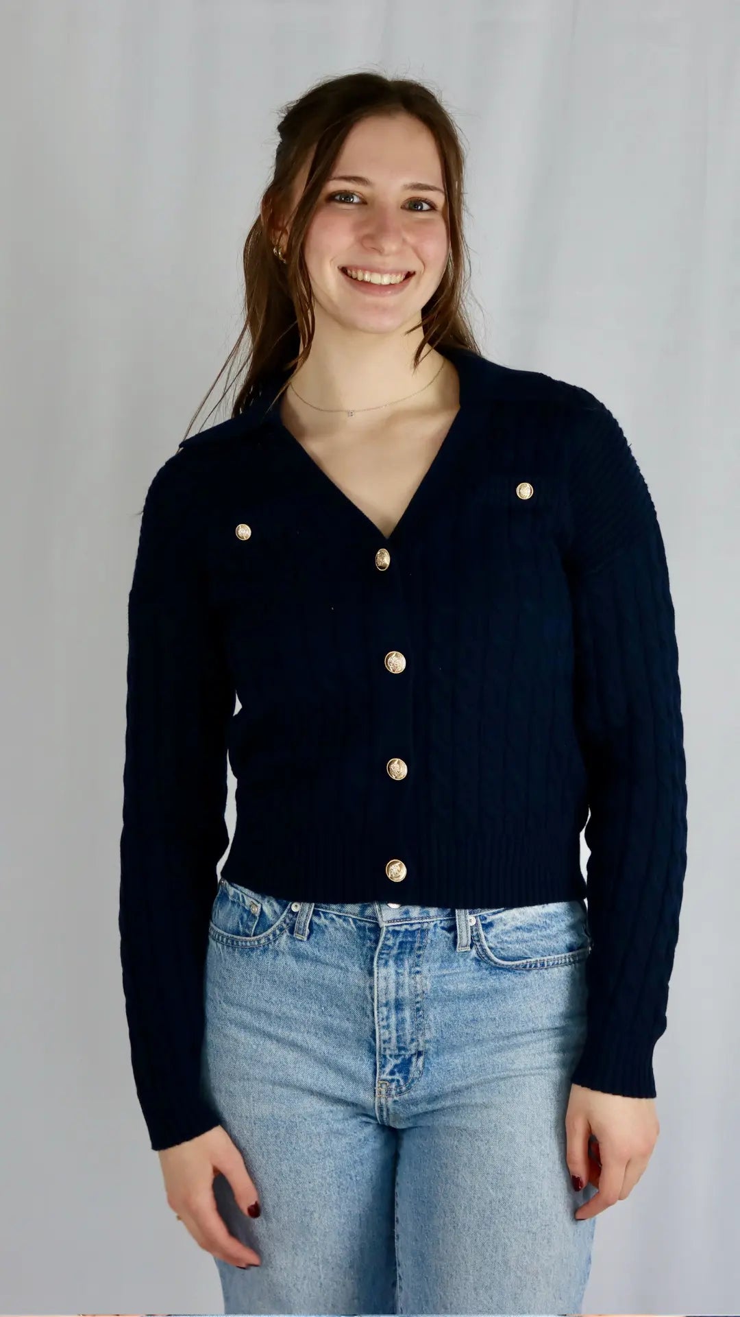 Navy & Nice Cable Knit Cardigan - U Pretty Things