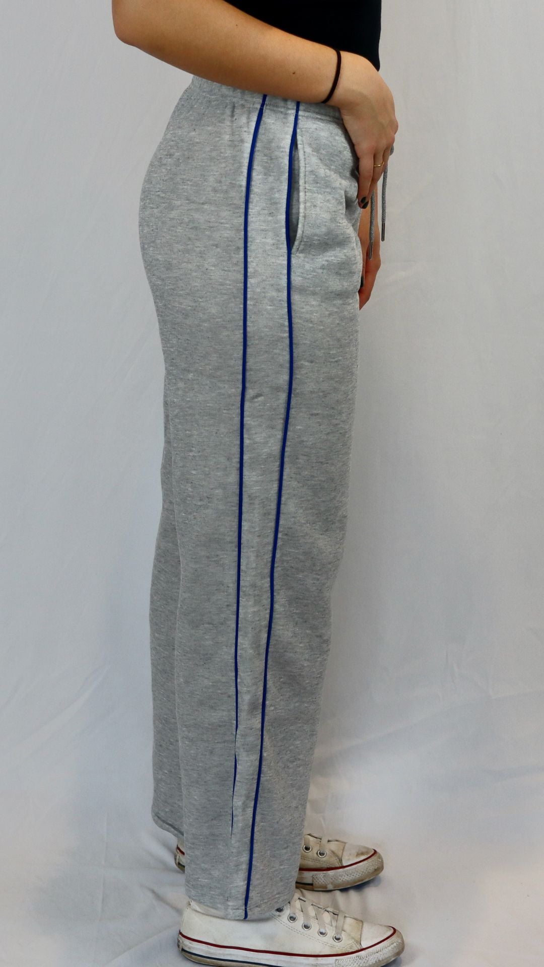 Plus size straight leg gray and blue sweatpants