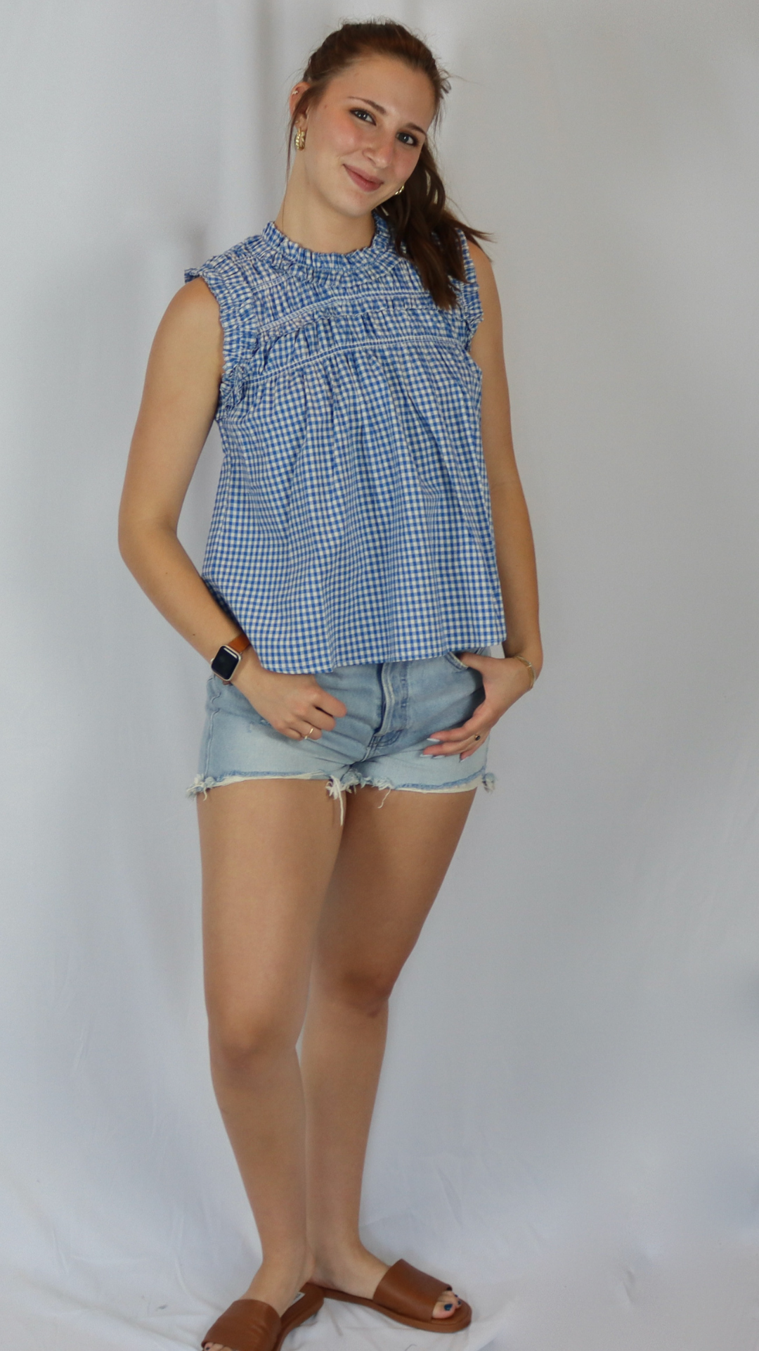 gingham print summer top women