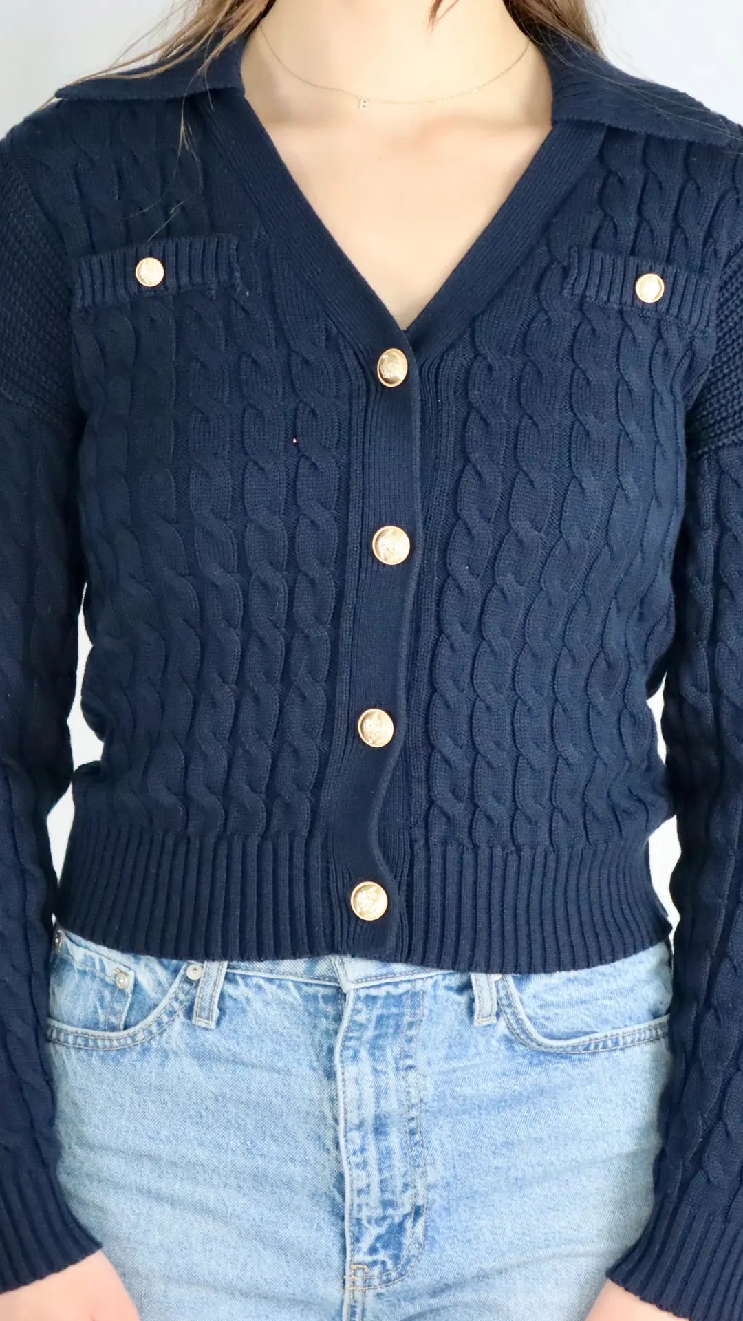 Navy & Nice Cable Knit Cardigan - U Pretty Things
