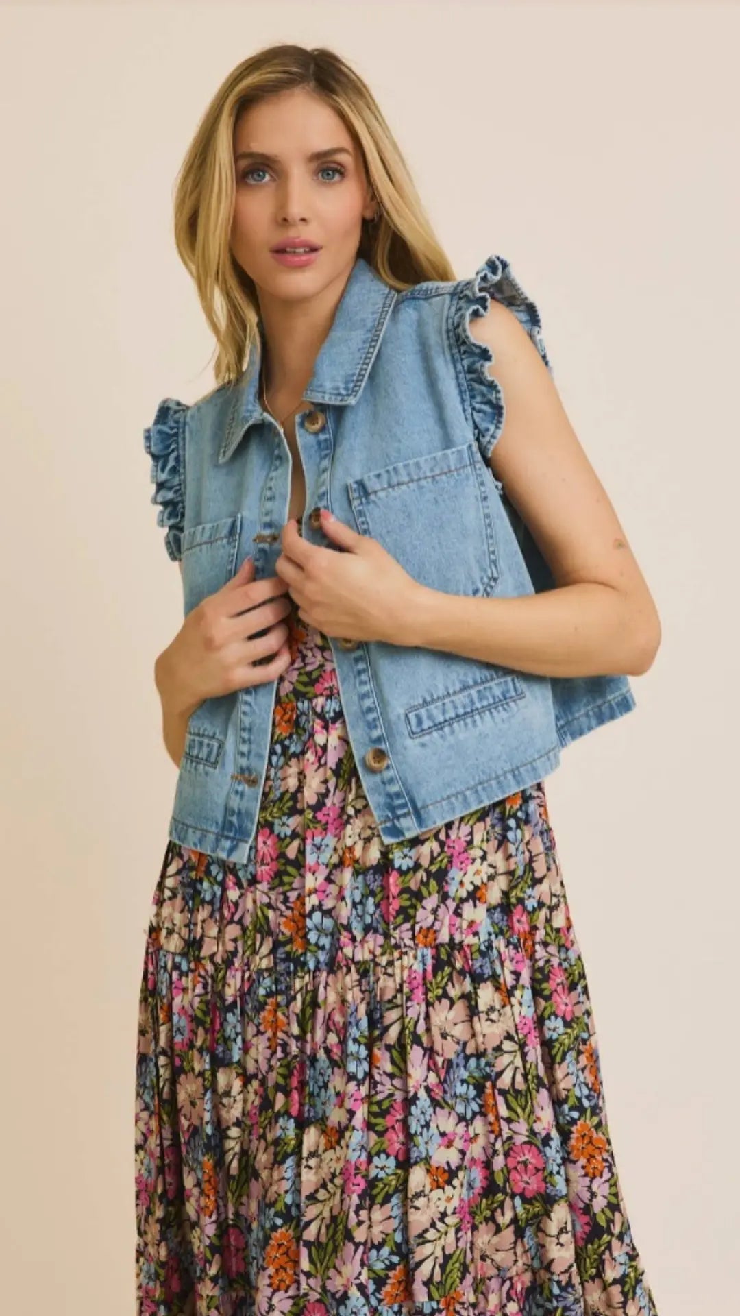Frill Factor Denim Vest - U Pretty Things
