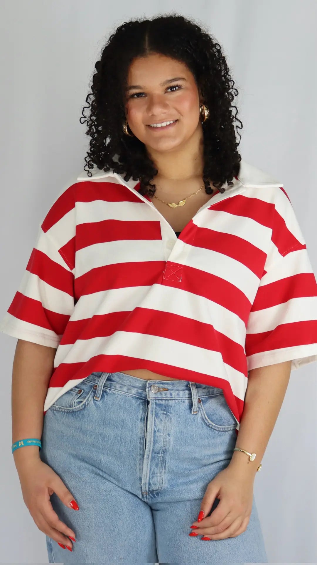STRIPED OVERSIZED POLO - U Pretty Things