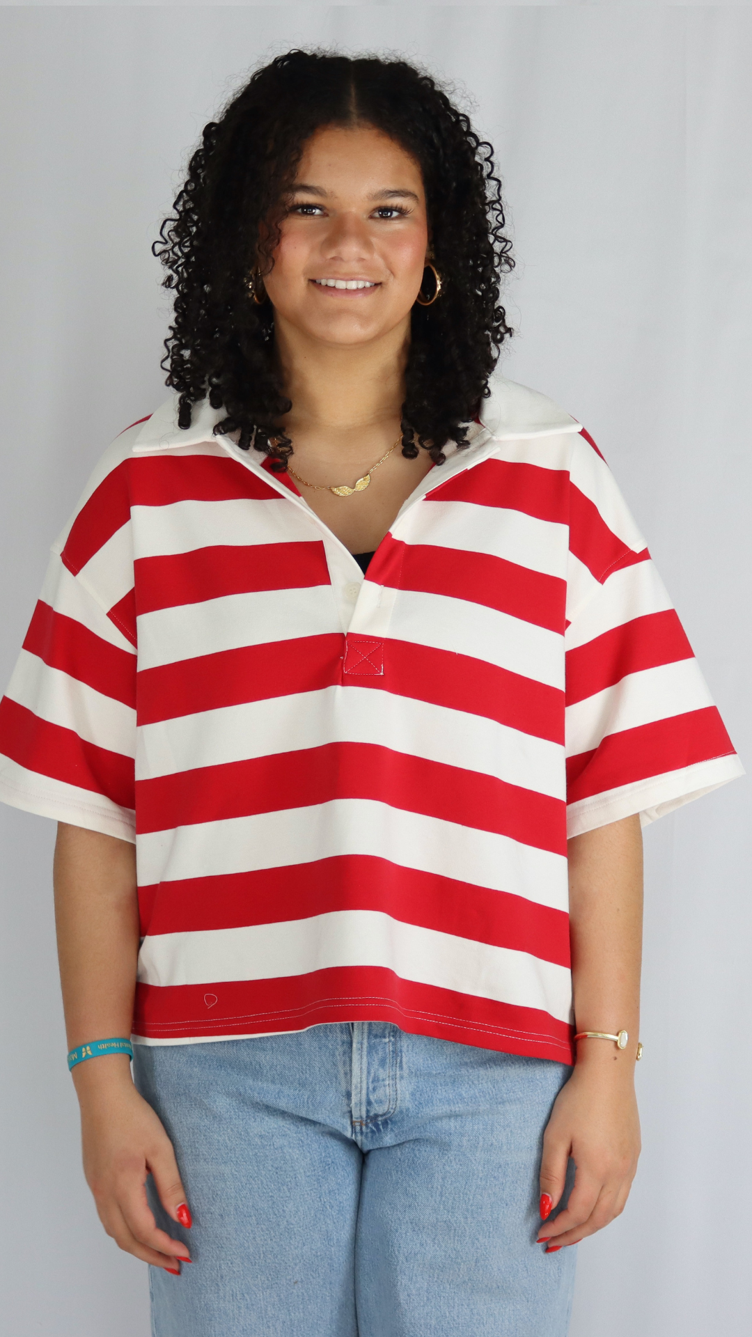 STRIPED OVERSIZED POLO