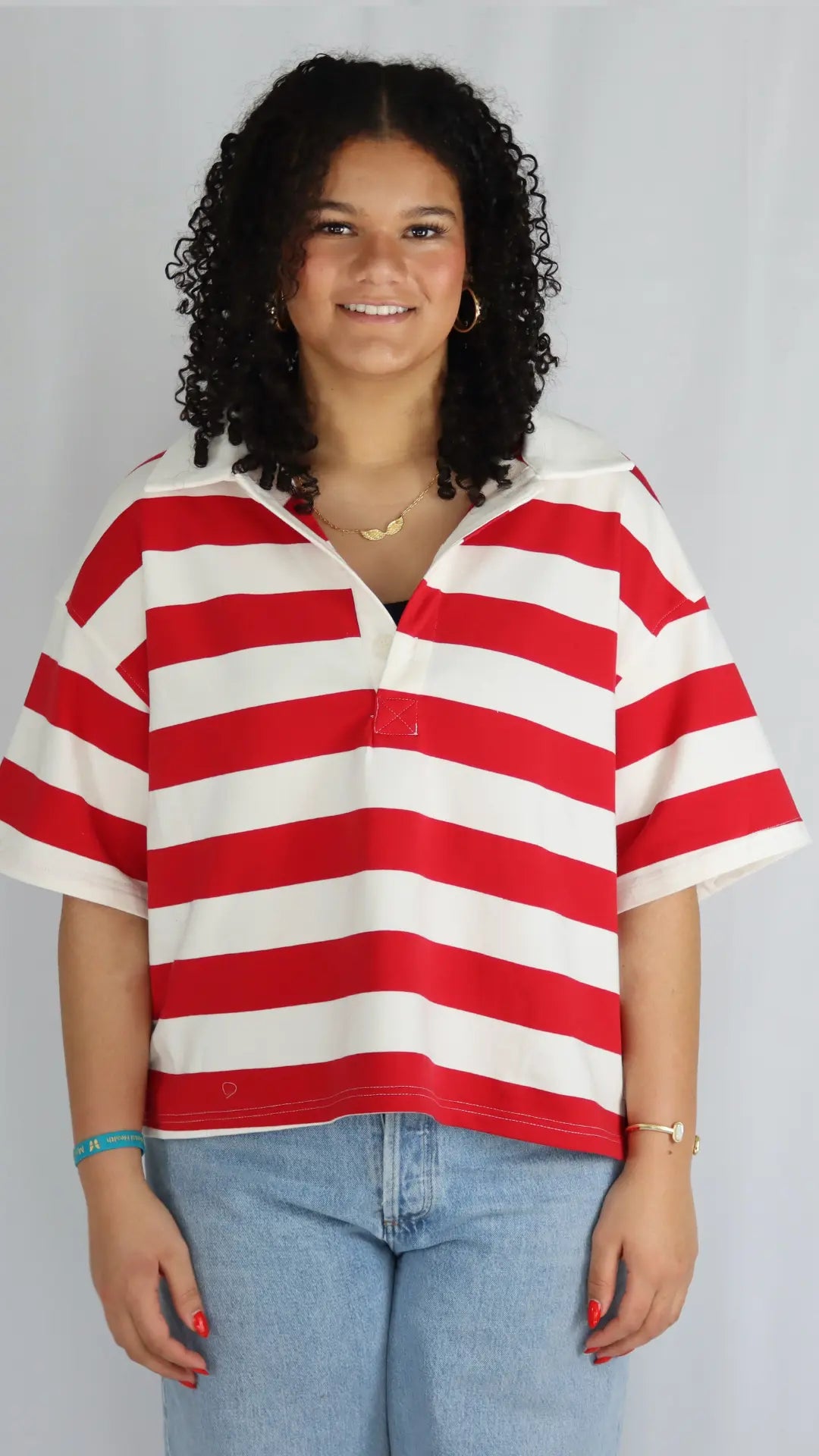 STRIPED OVERSIZED POLO - U Pretty Things