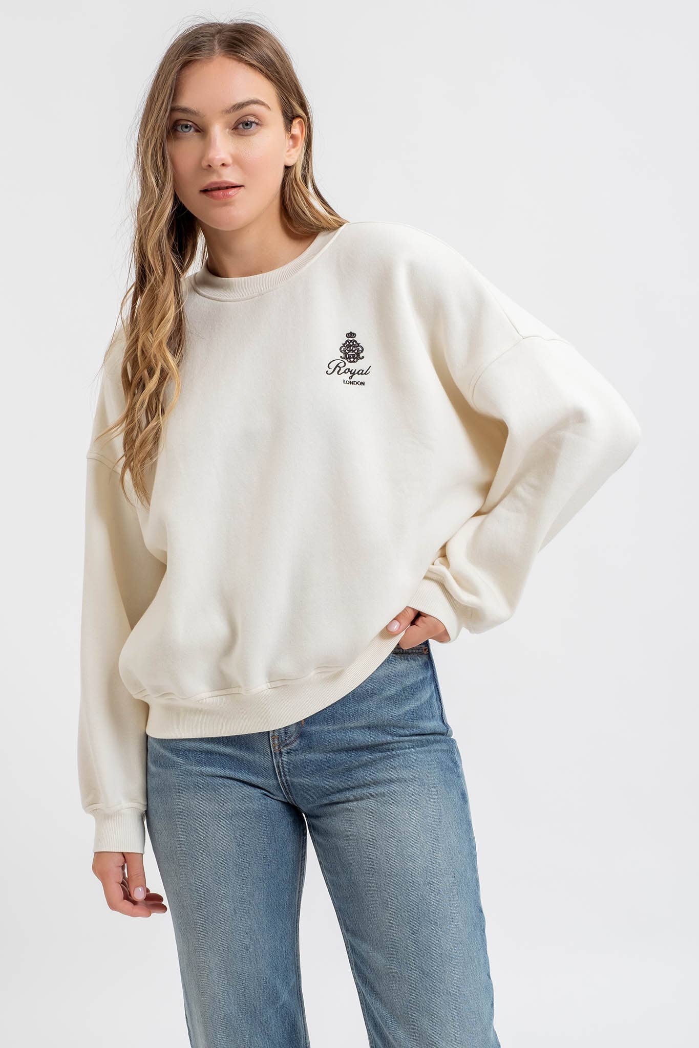 Cozy oversized French terry pullover for loungewear and casual wear