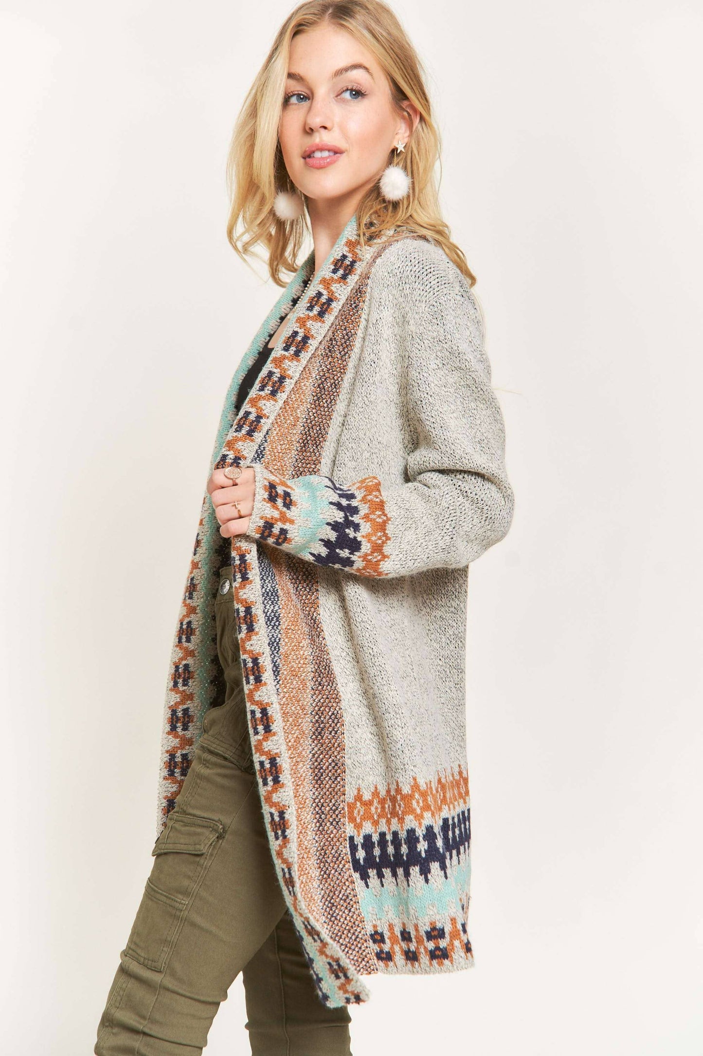 TRIBAL BORDER SWEATER CARDIGAN