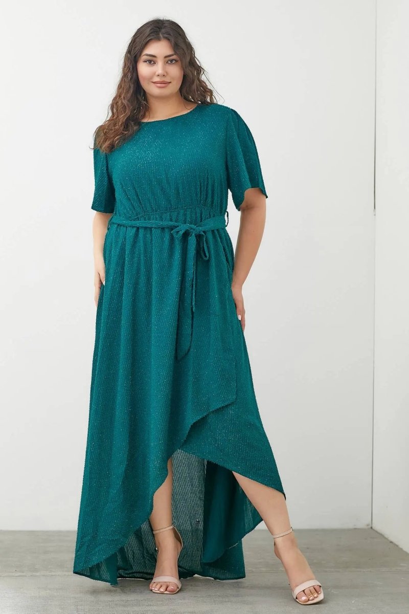 Plus Woven Texture Midi Dress - U Pretty Things