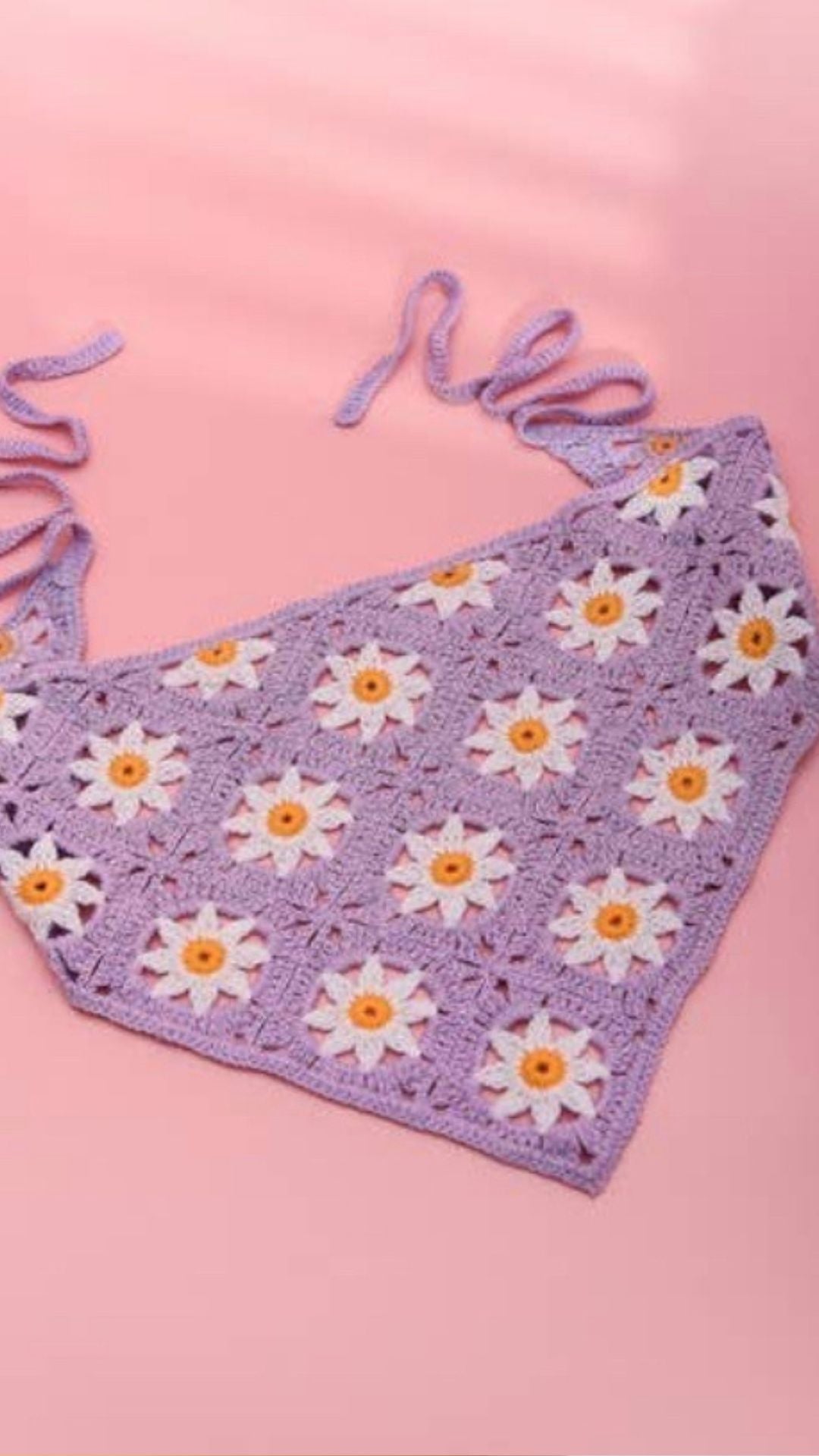 Lavender Daisy Crochet Hair Scarf