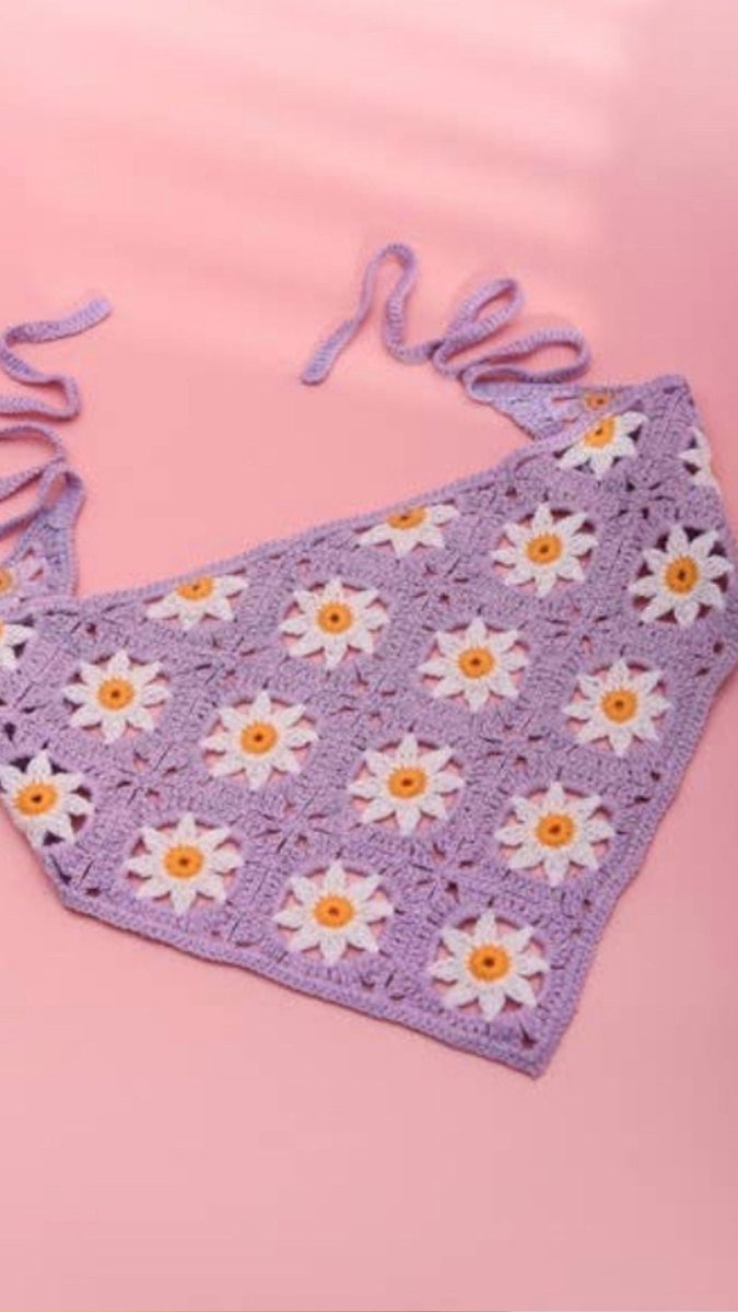 Lavender Daisy Crochet Hair Scarf - U Pretty Things
