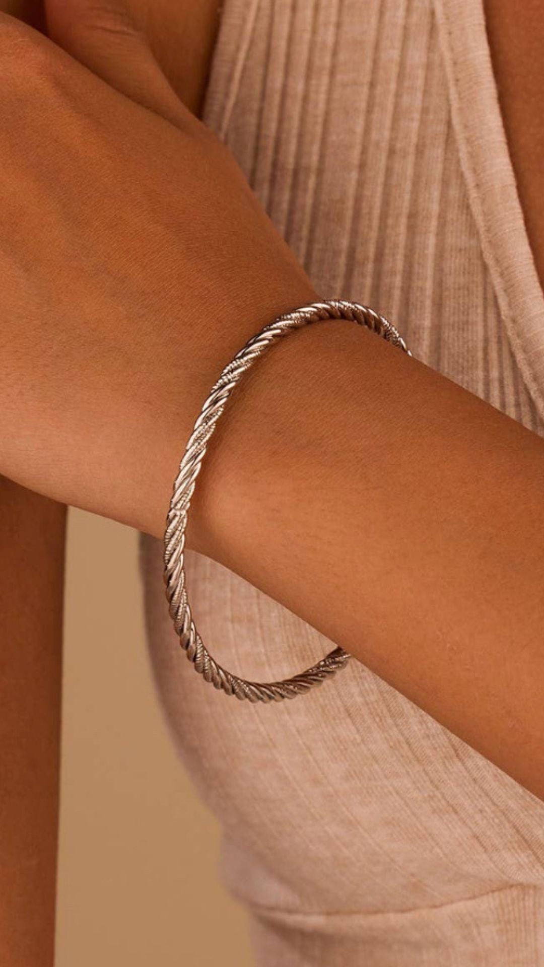 Twisted Silver Bangle