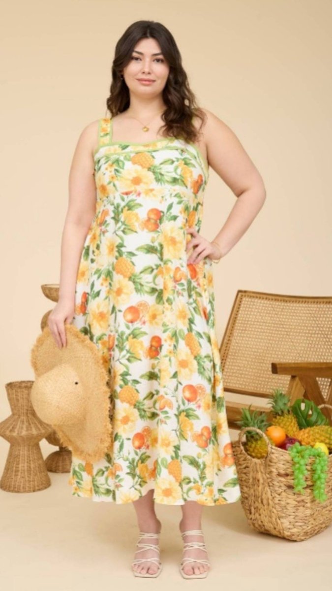Plus - Sweet Citrus Midi Dress - U Pretty Things