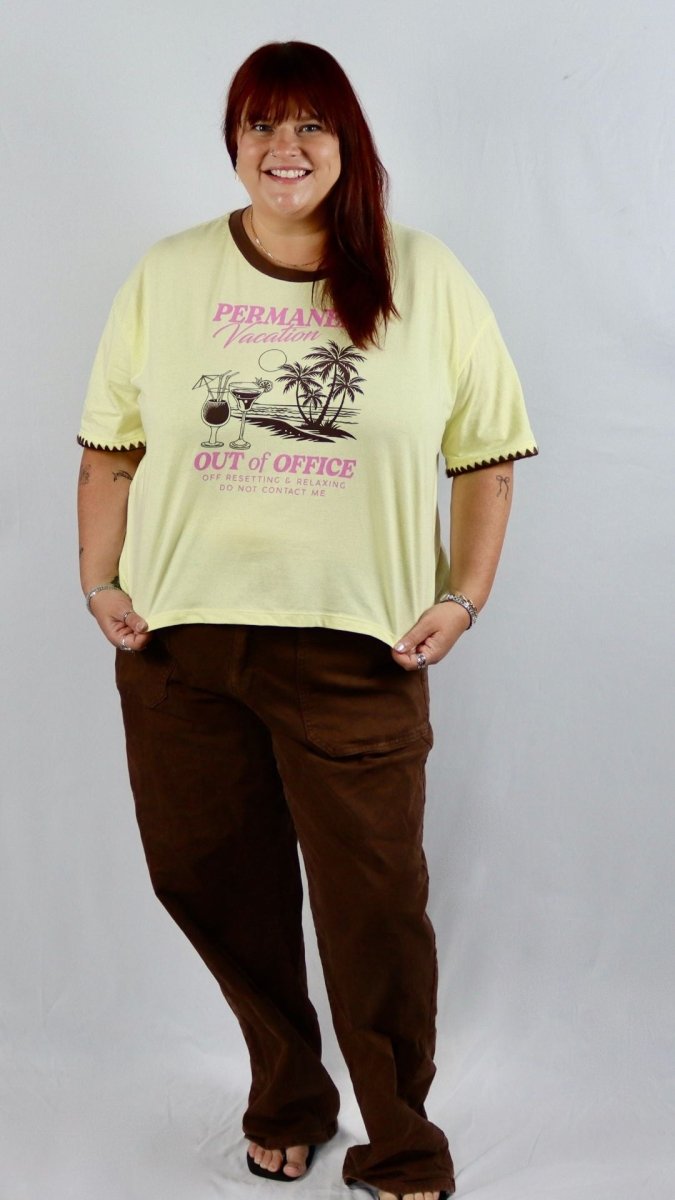 Permanent Vacation Embroidered Tee - U Pretty Things