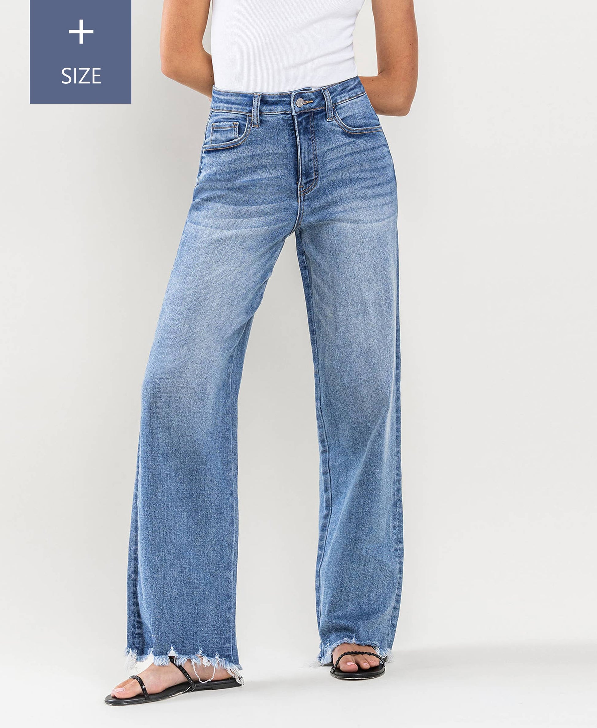 Plus size vintage high rise jeans with tummy control fit