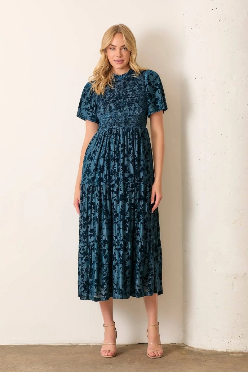 plus size velvet maxi dress Printed 30.07.2025 Backless Light Blue Satin Size:S1 and a yoke detail