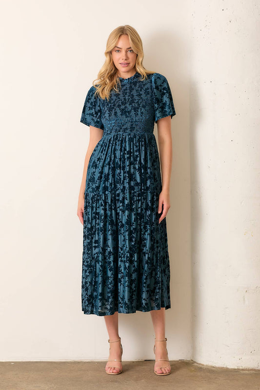 Plus size printed velvet maxi dress for special occasions