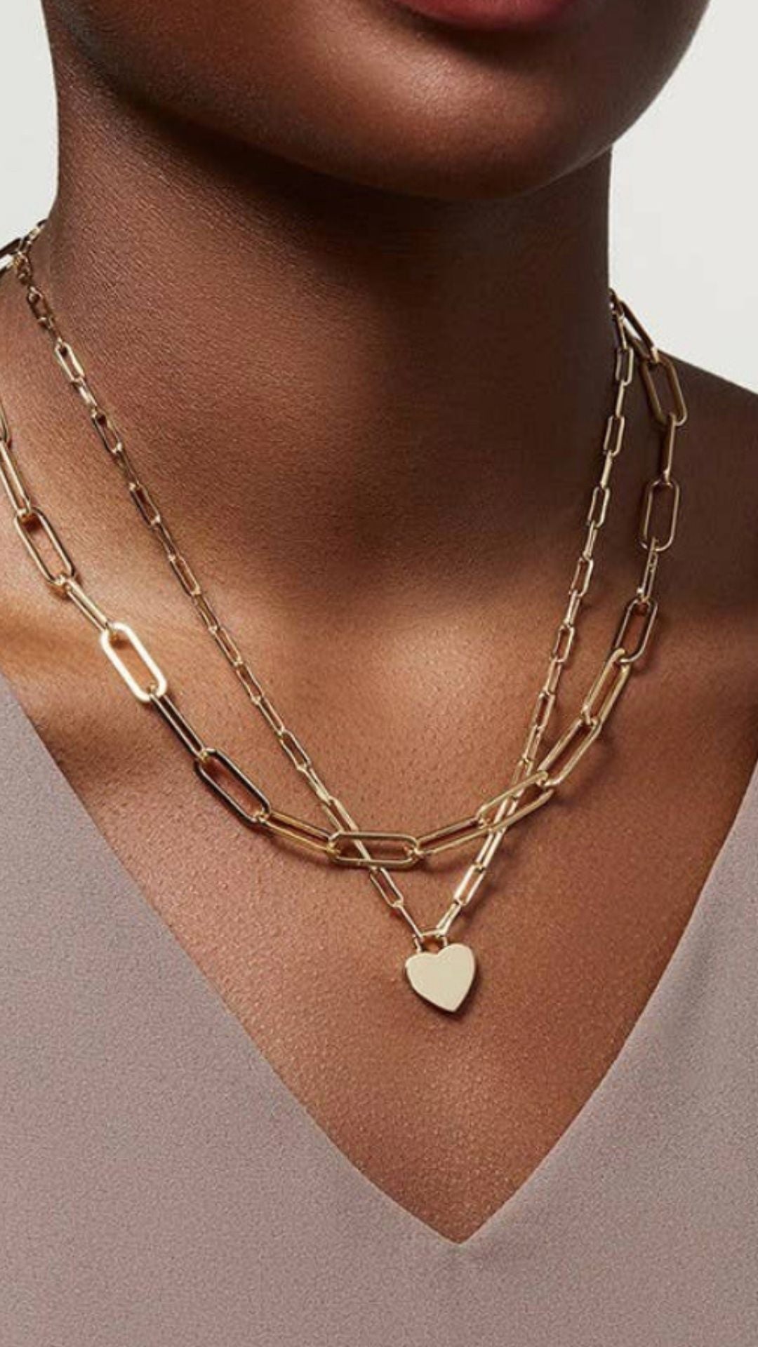 Layered Heart Charm Necklace