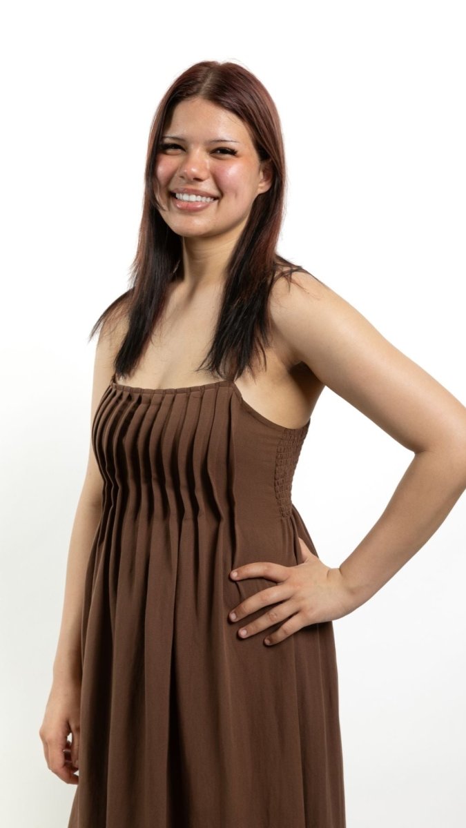 Chocolate Pintuck Midi Sundress - U Pretty Things