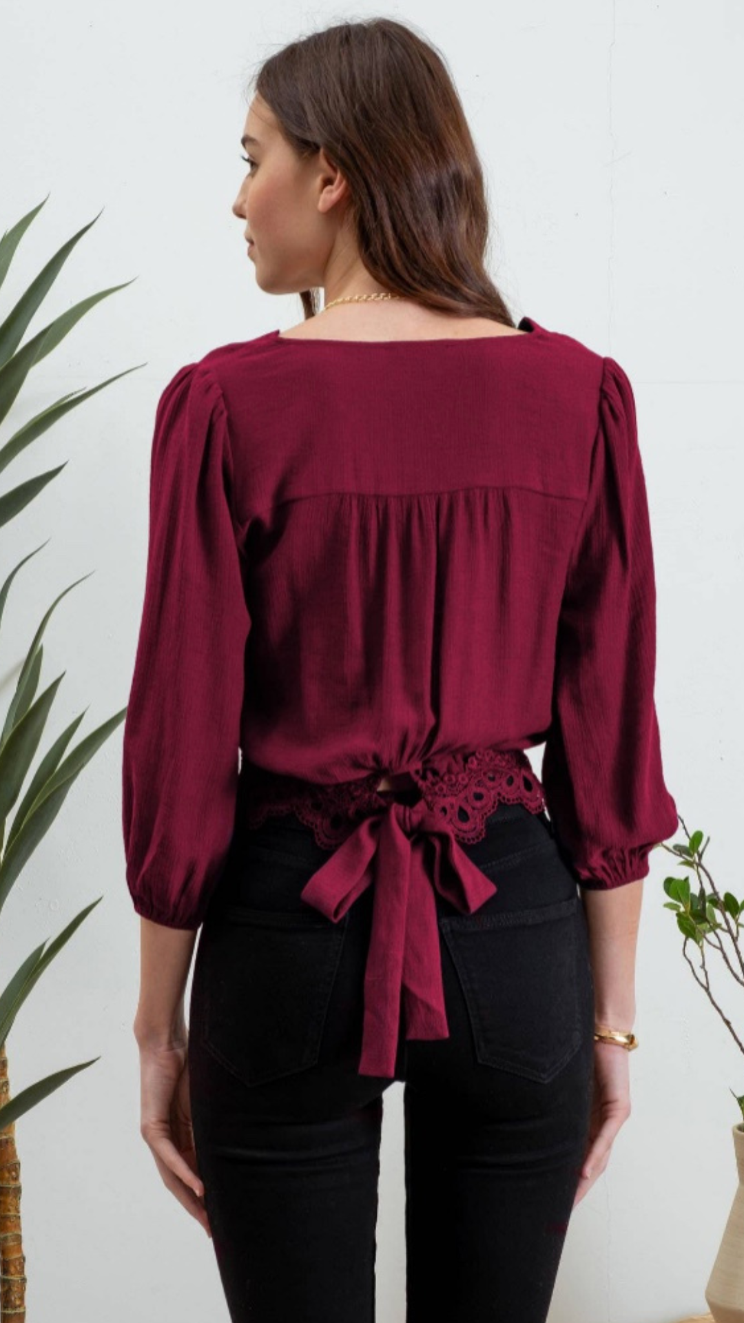 Wine Not Lace Trim Crop