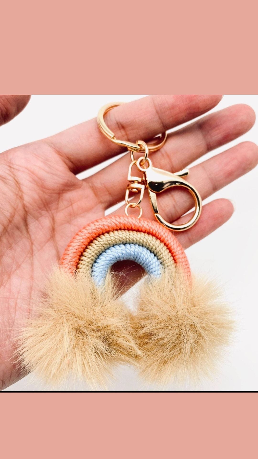 Rainbow Plush Ball Bag Charm