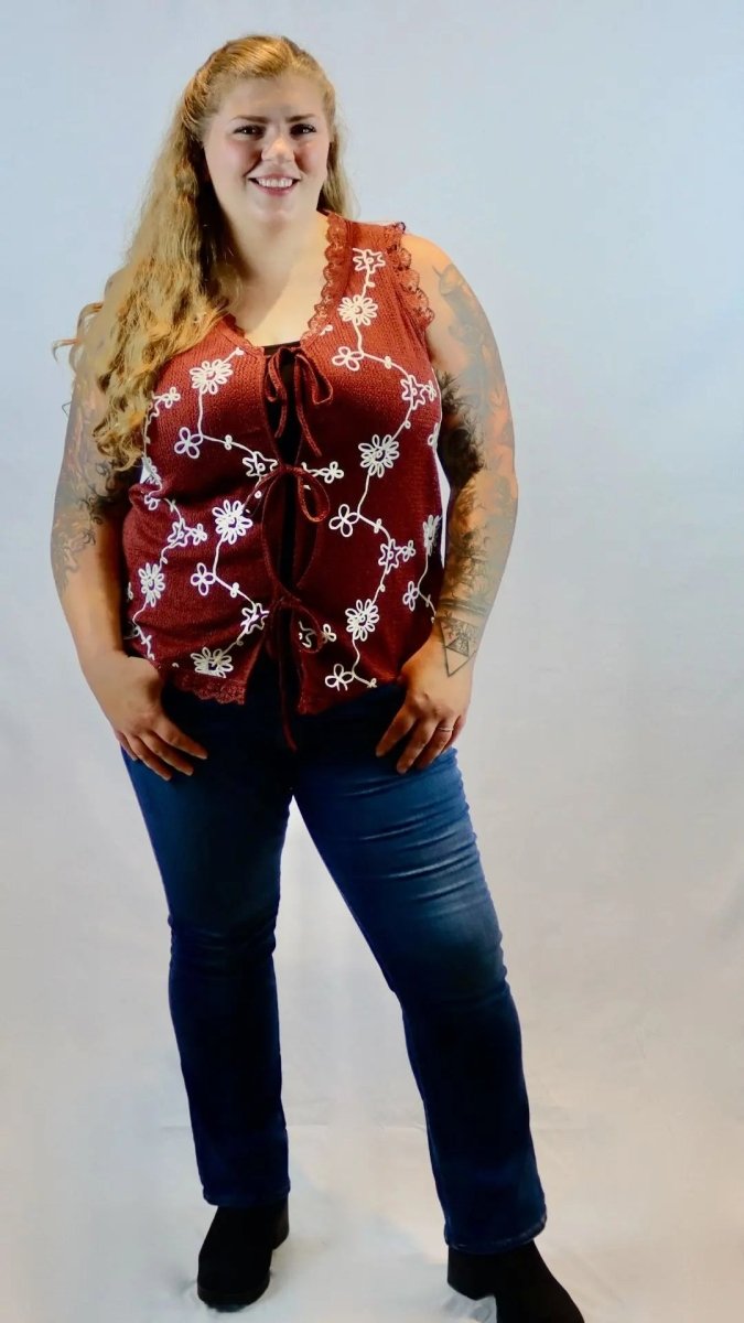 Plus - Wine & Wildflower Vest - U Pretty Things