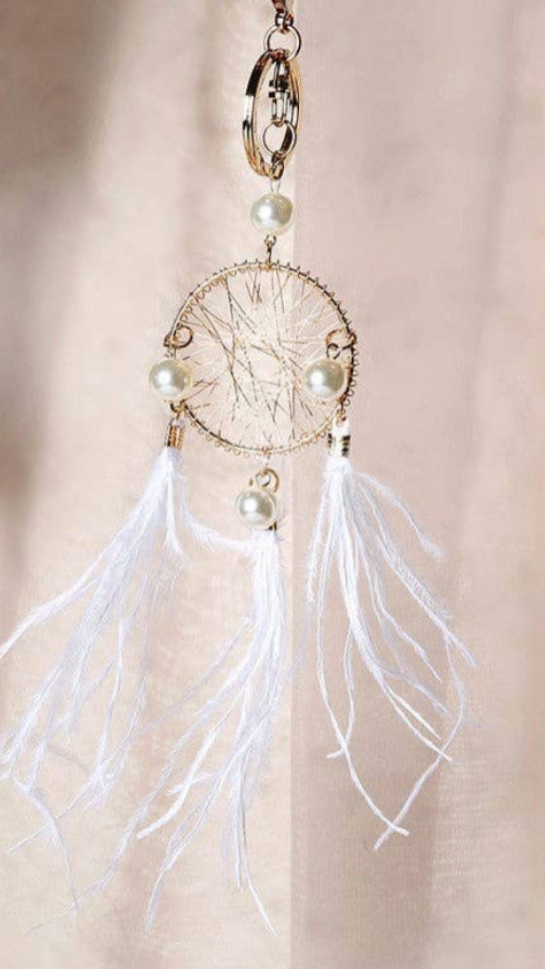 White Feather Dream Catcher Bag Charm