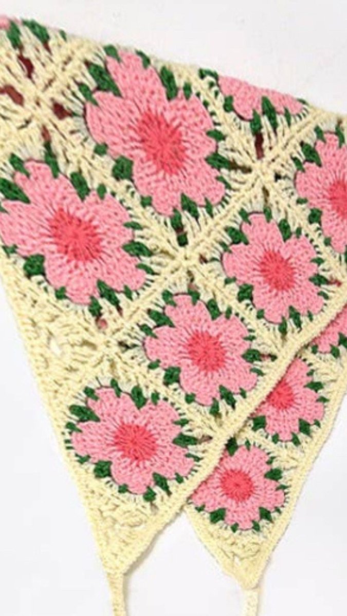 Pink & Cream Crochet Hair Scarf - U Pretty Things