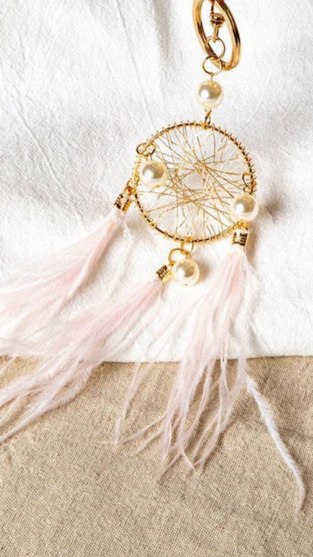 Pink Feather Dream Catcher Bag Charm
