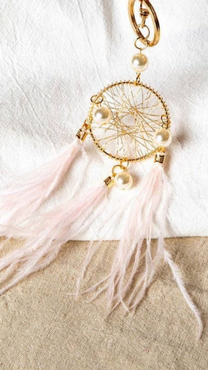 Pink Feather Dream Catcher Bag Charm - U Pretty Things
