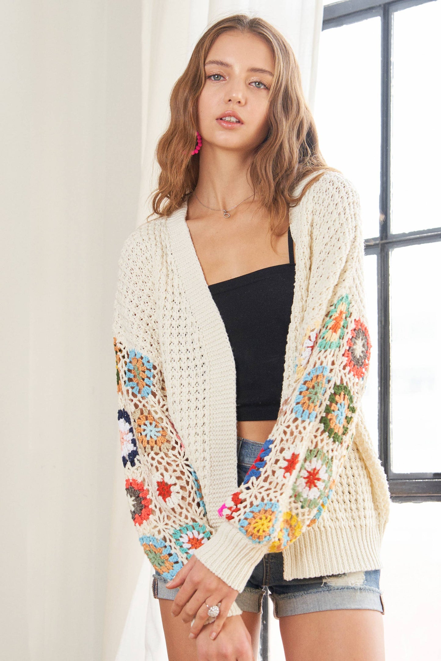 Plus size multi-pattern cardigan for layering and comfort