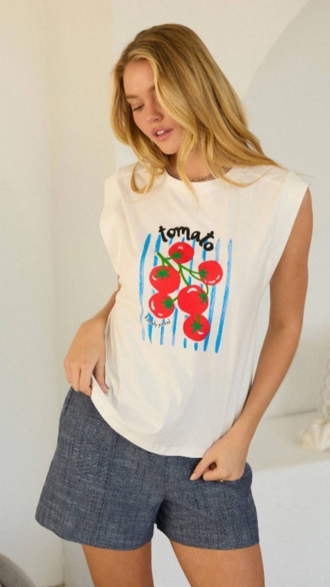 Tomato Graphic Embroidered Tee - U Pretty Things