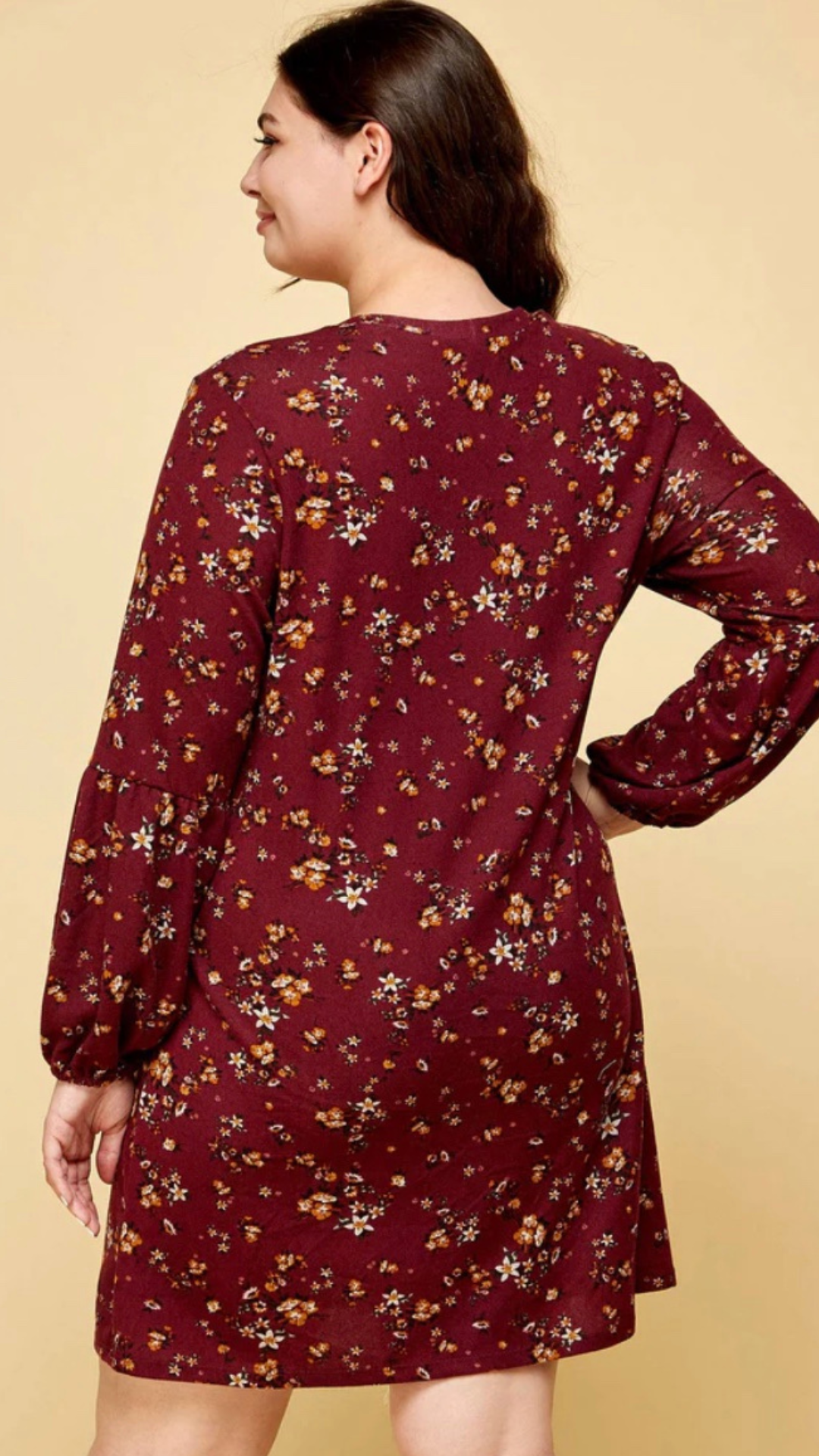 PLUS SIZE COZY FLORAL SWEATER DRESS