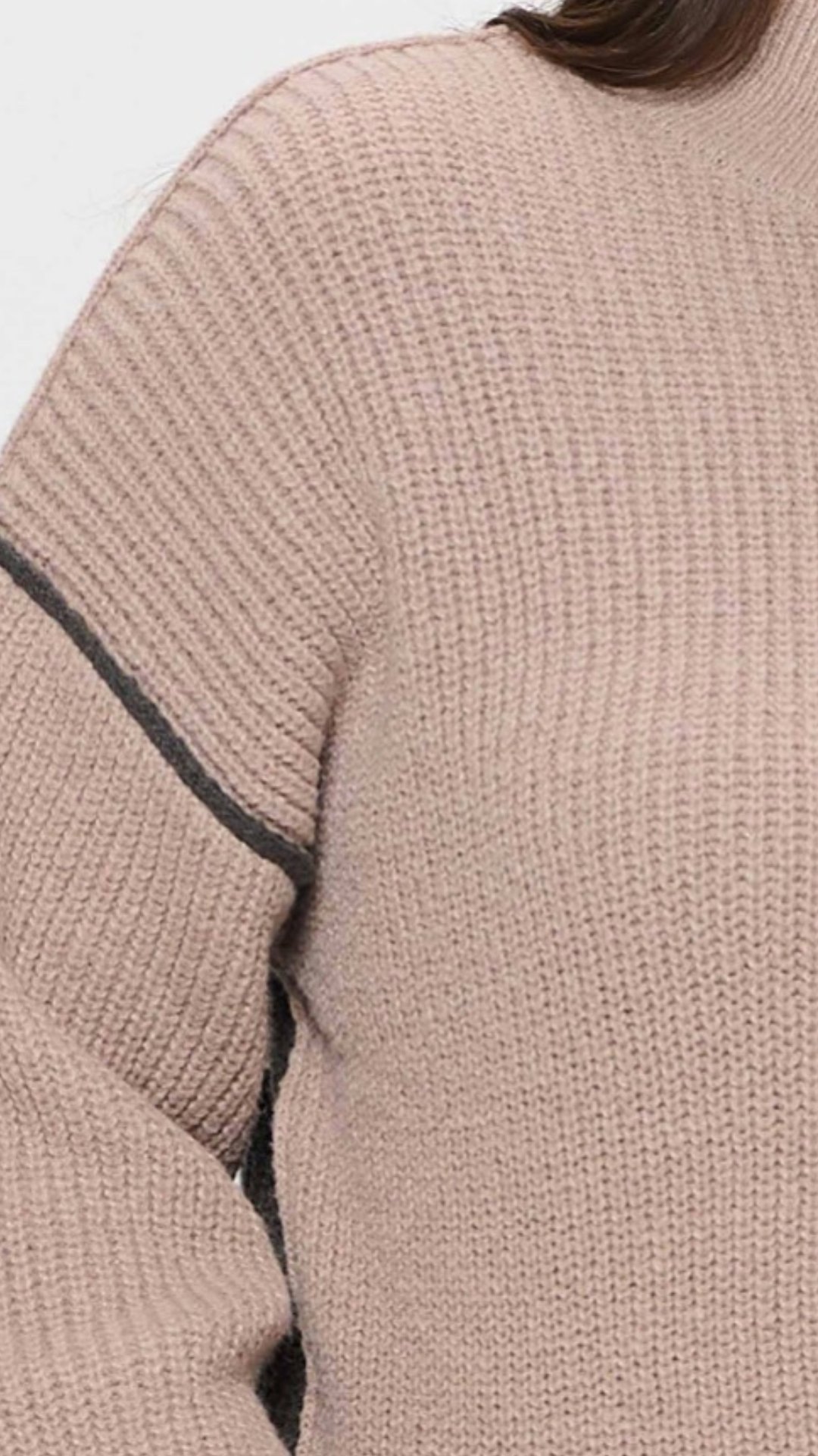 PLUS COLORBLOCK MOCK NECK EXPOSED SEAM SWEATER