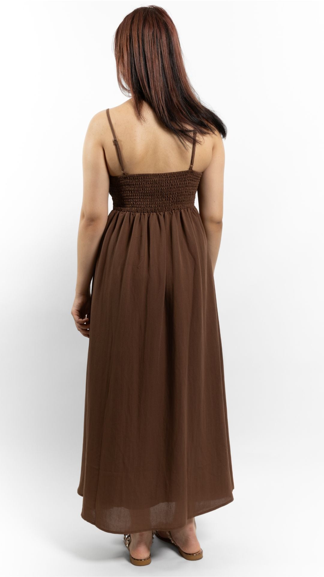Chocolate Pintuck Midi Sundress