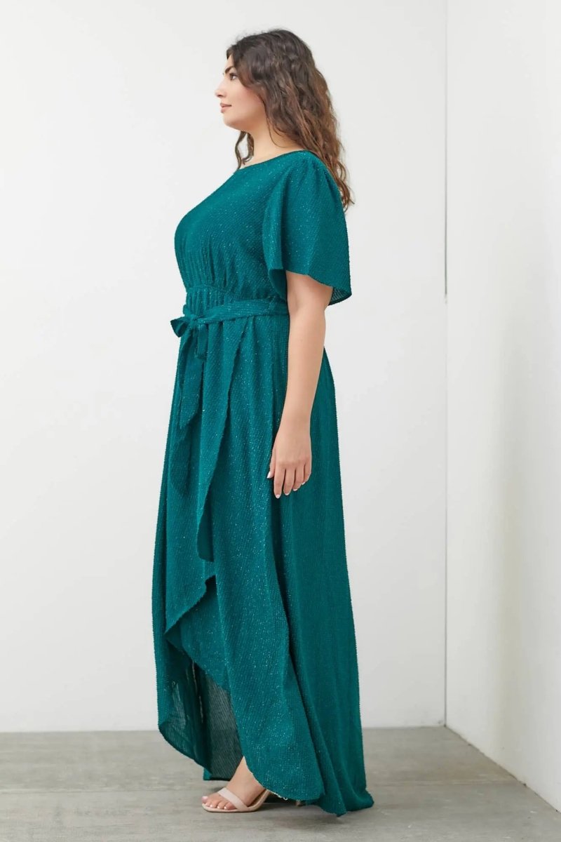 Plus Woven Texture Midi Dress - U Pretty Things