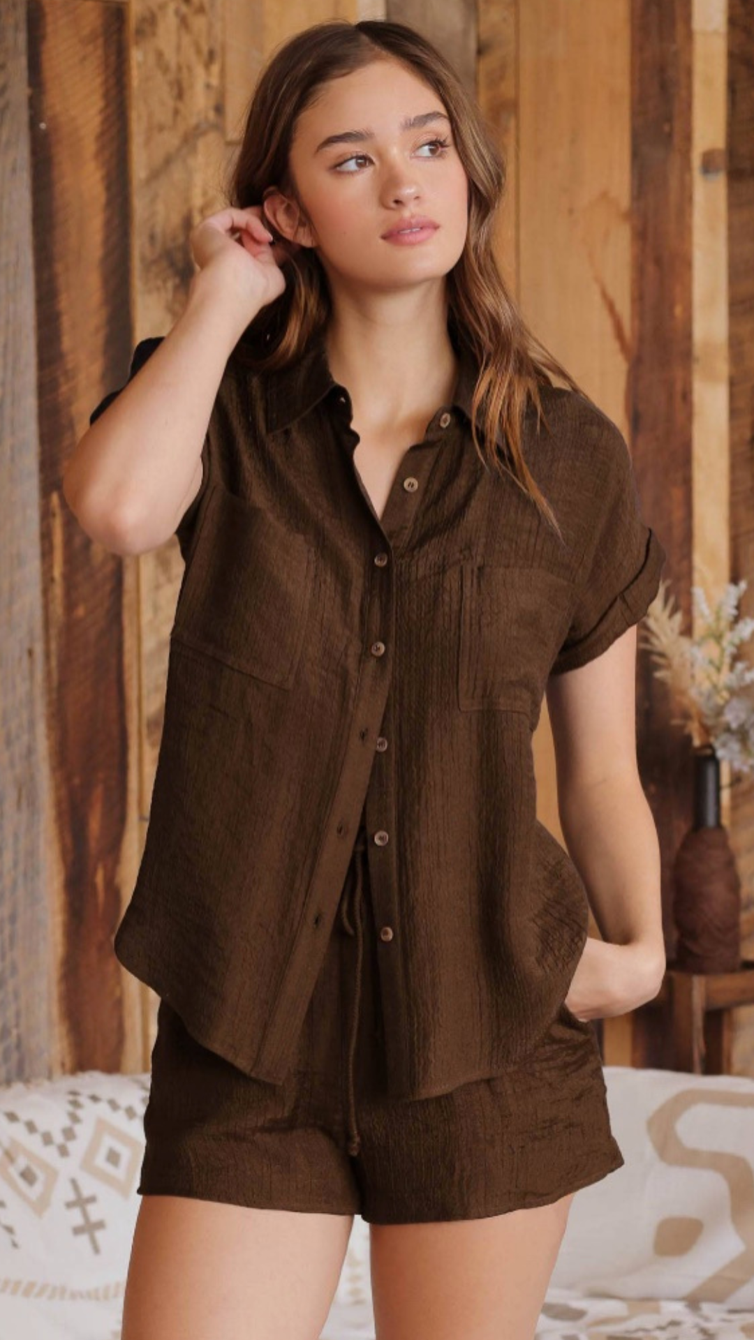 Chocolate Brown matching short set 