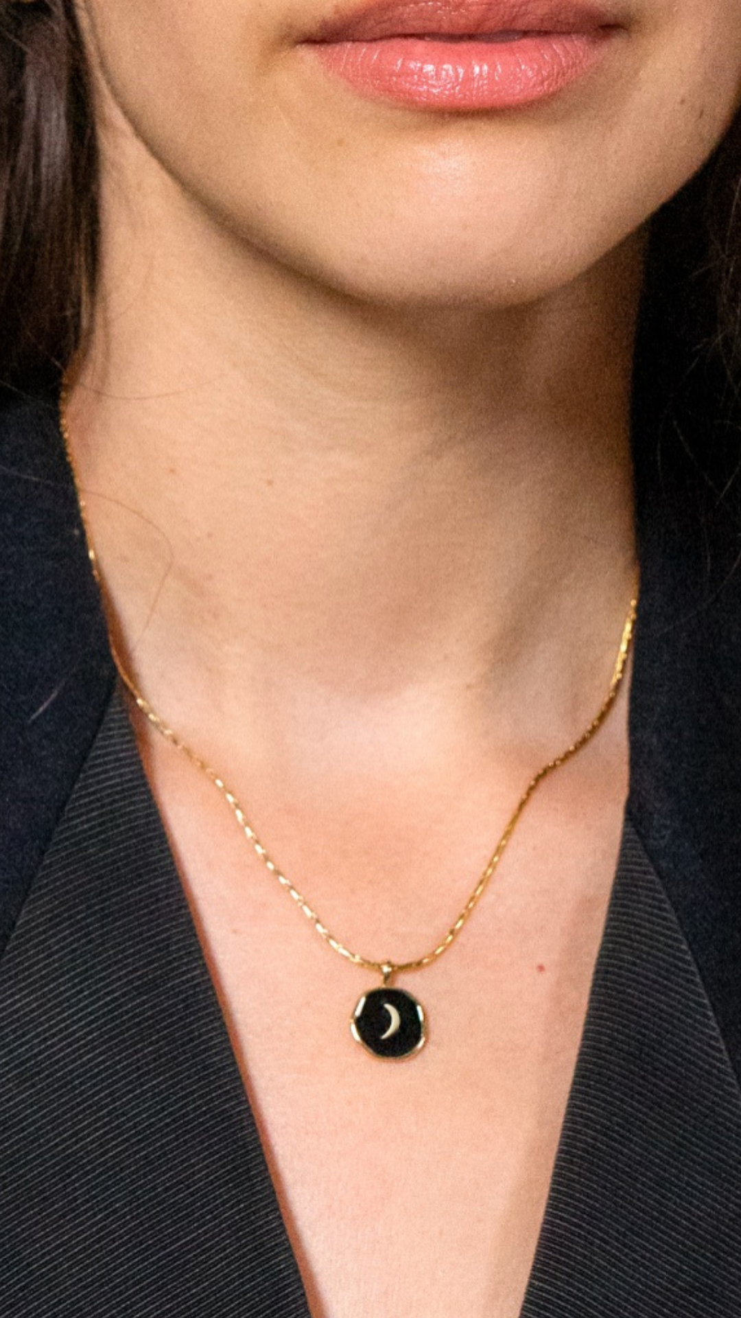 Gold moon pendant necklace