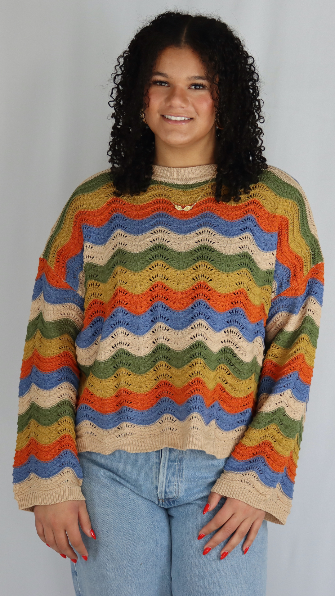 Rainbow wave lightweight sweater