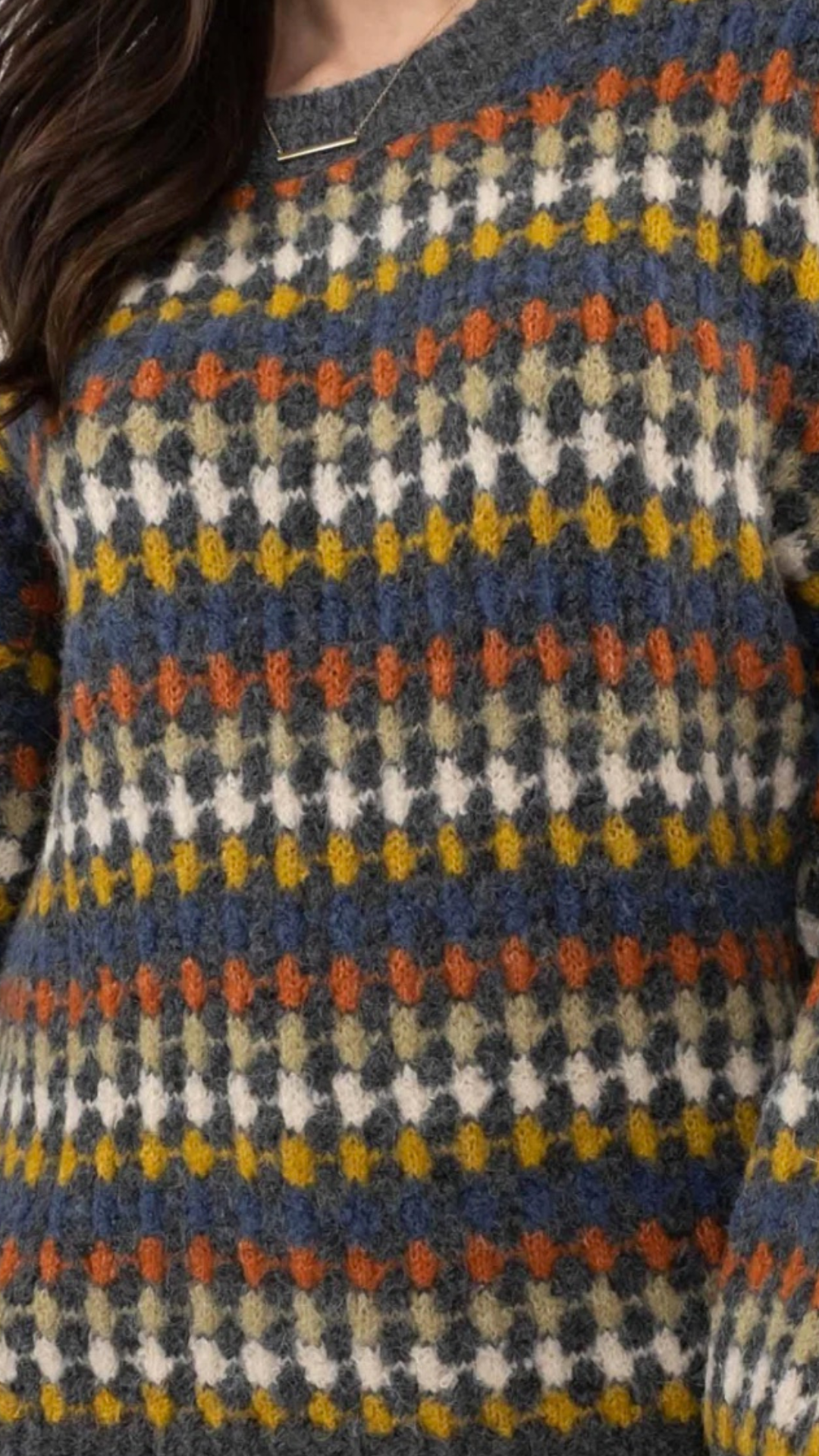 PLUS MULTICOLOR CREW KNIT SWEATER