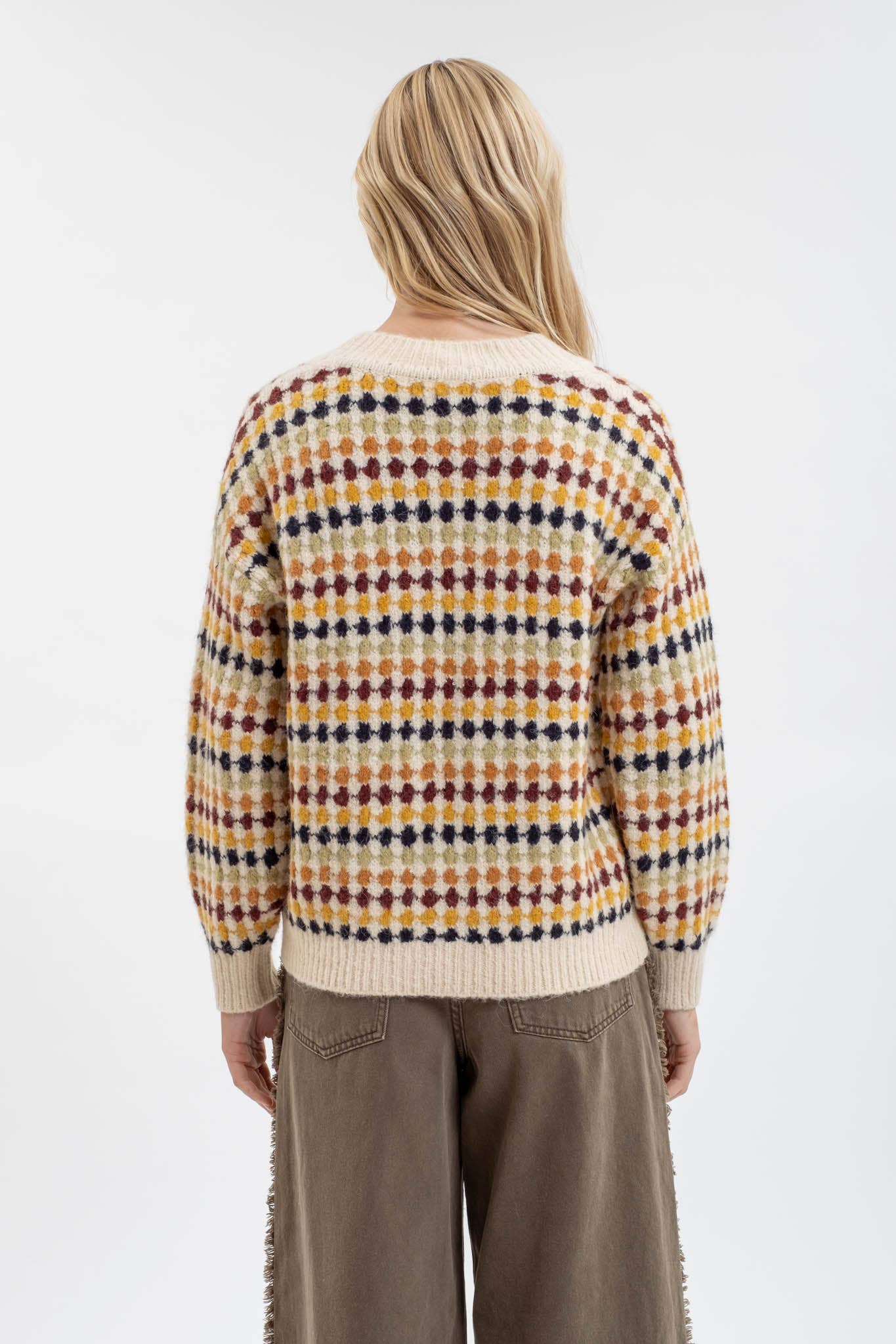 Multicolor oversized knit cardigan for relaxed, stylish wear