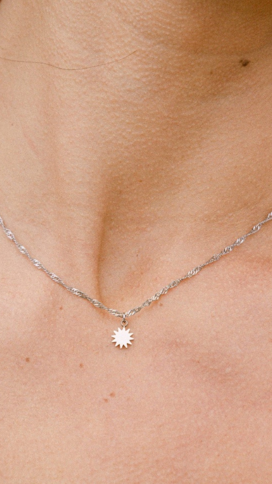 silver chain with sun charm necklace